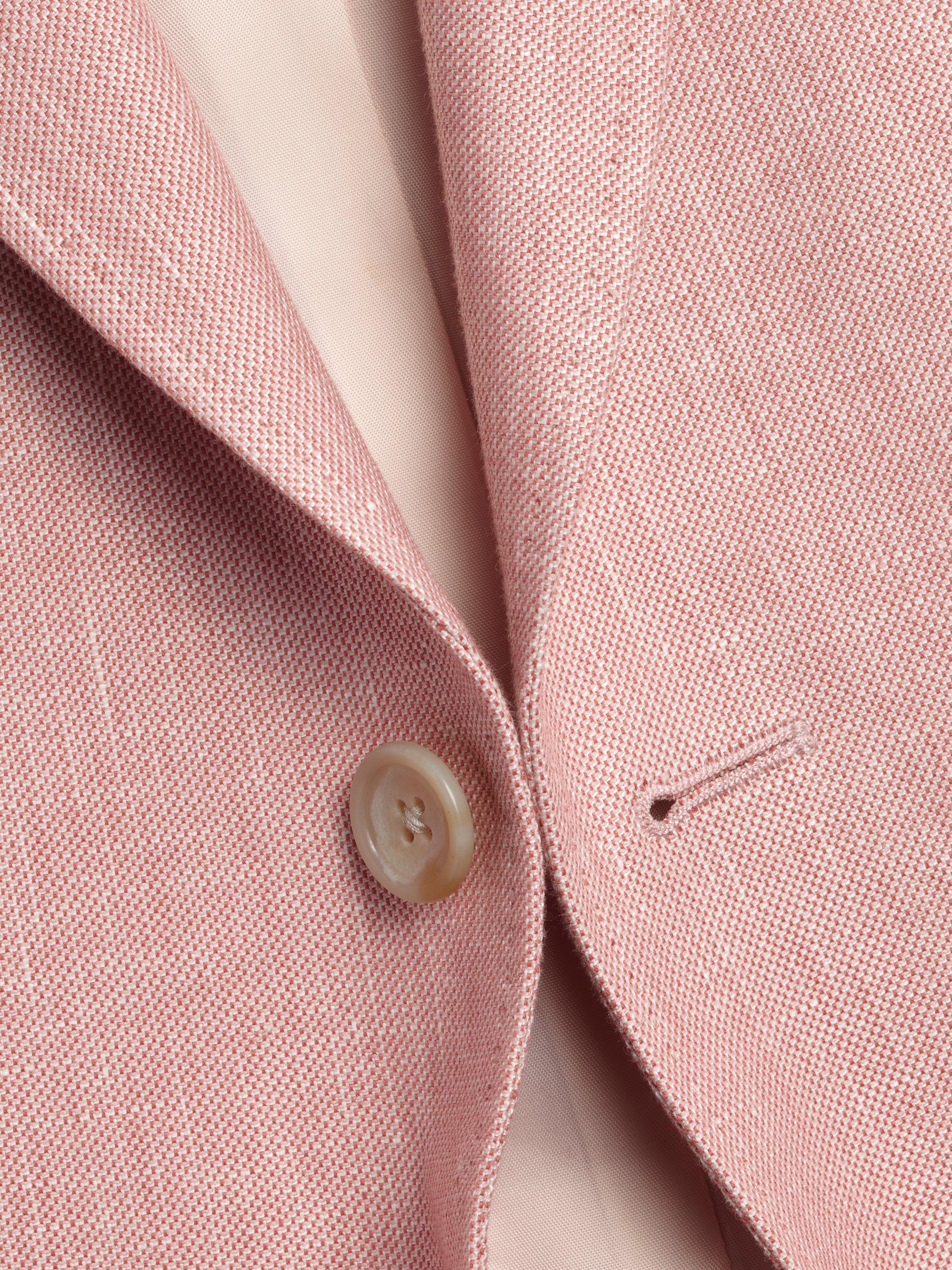 Product image 5 of 5, which shows Charles Tyrwhitt Linen Cotton Blend Slim Sit Suit Jacket, Coral Pink, 40R