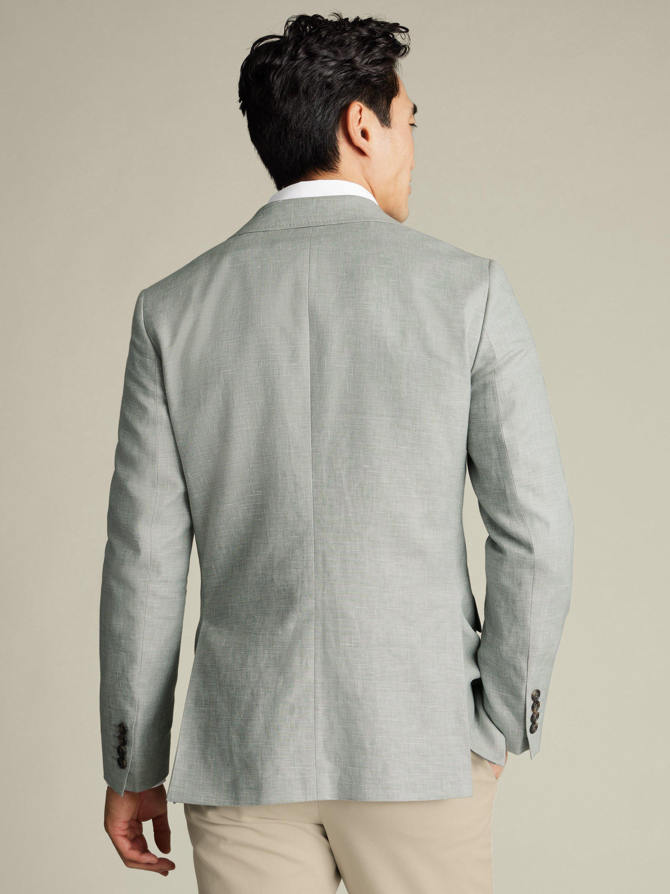 Product image 2 of 5, which shows Charles Tyrwhitt Linen Cotton Blend Slim Sit Suit Jacket, Sage Green, 36R