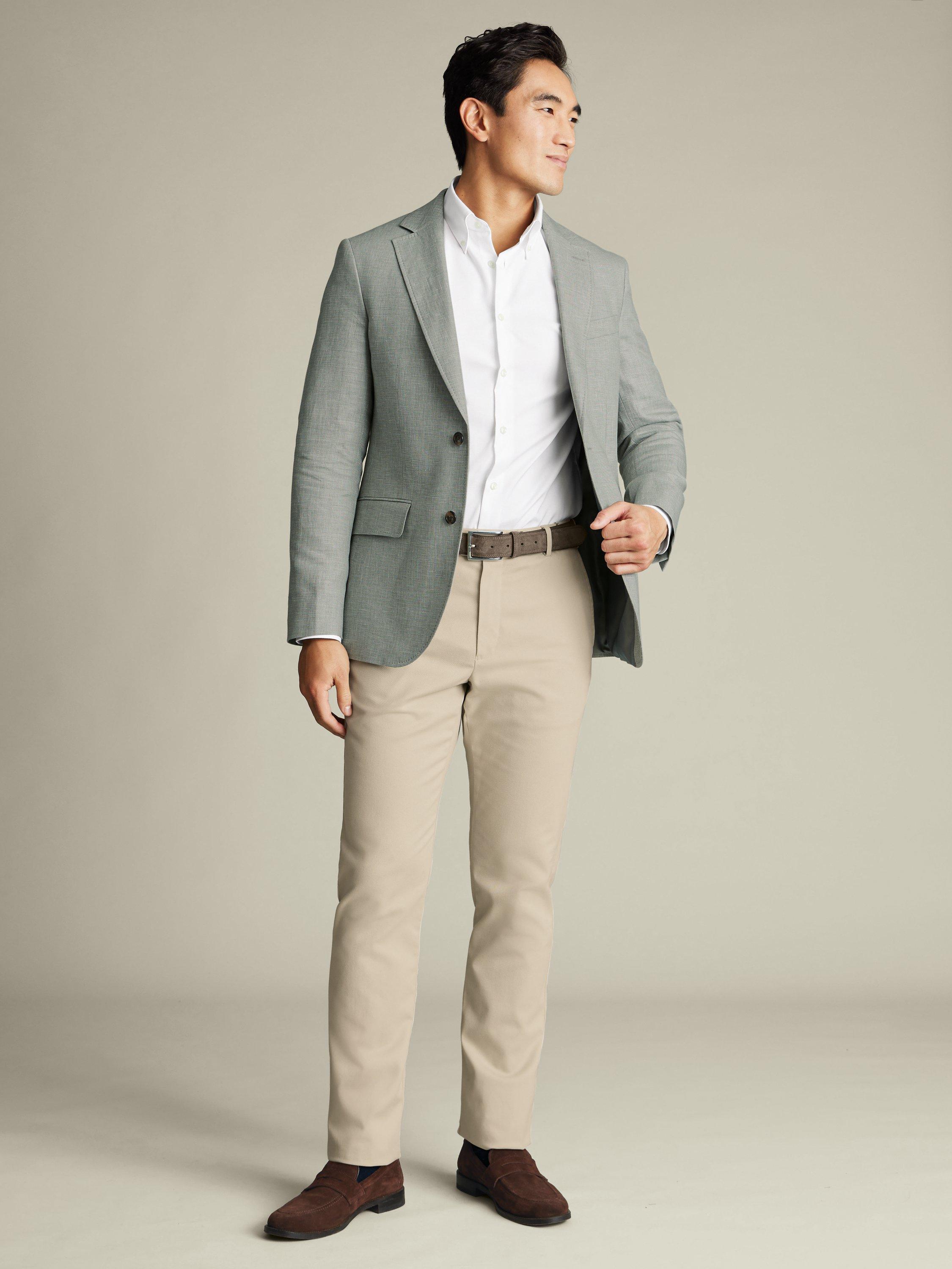 Product image 4 of 5, which shows Charles Tyrwhitt Linen Cotton Blend Slim Sit Suit Jacket, Sage Green, 36R