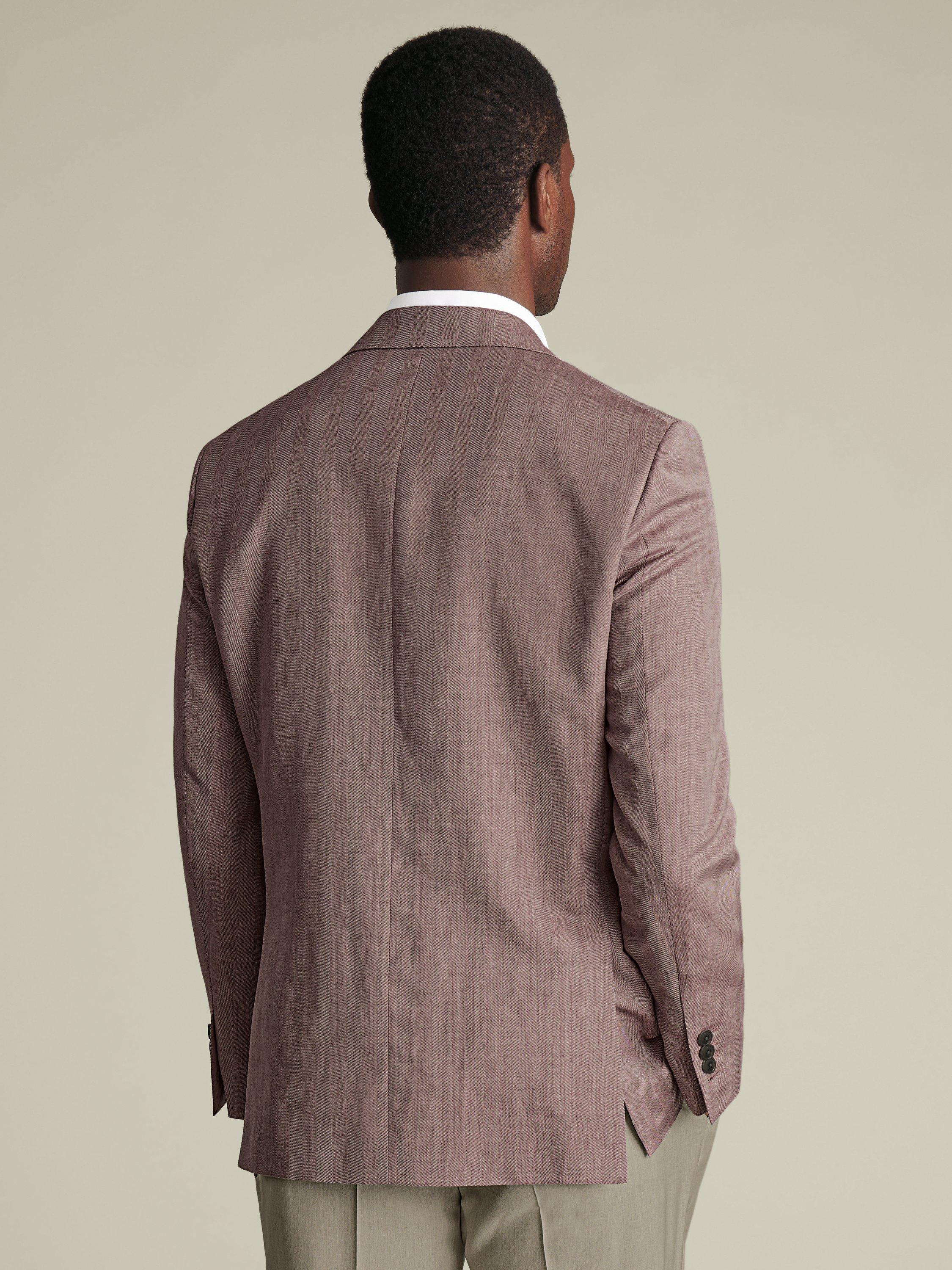 Product image 2 of 5, which shows Charles Tyrwhitt Wool Linen Blend Slim Fit Suit Jacket, Claret Pink, 36R