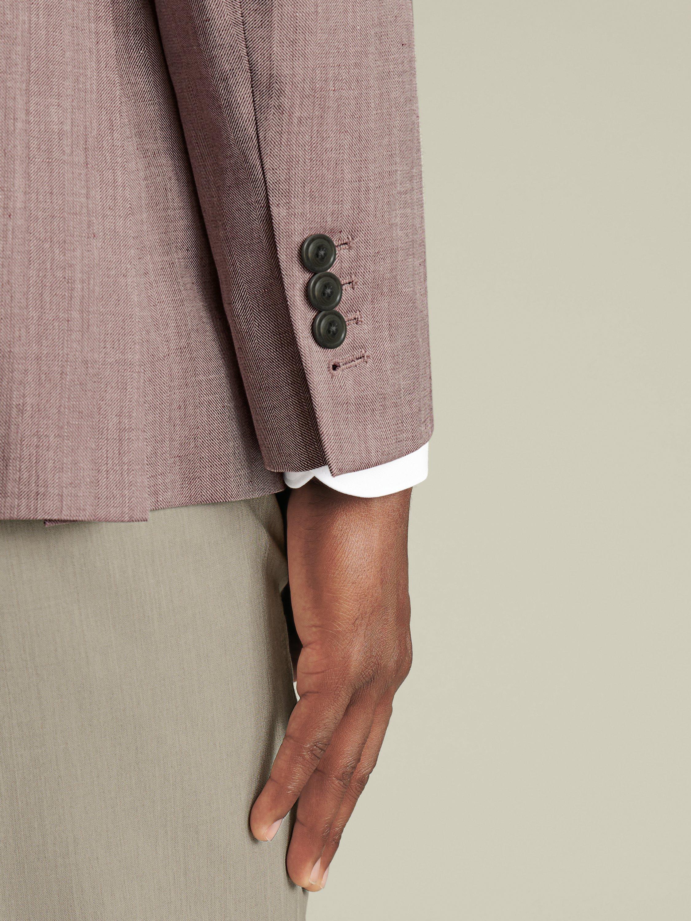 Product image 3 of 5, which shows Charles Tyrwhitt Wool Linen Blend Slim Fit Suit Jacket, Claret Pink, 36R