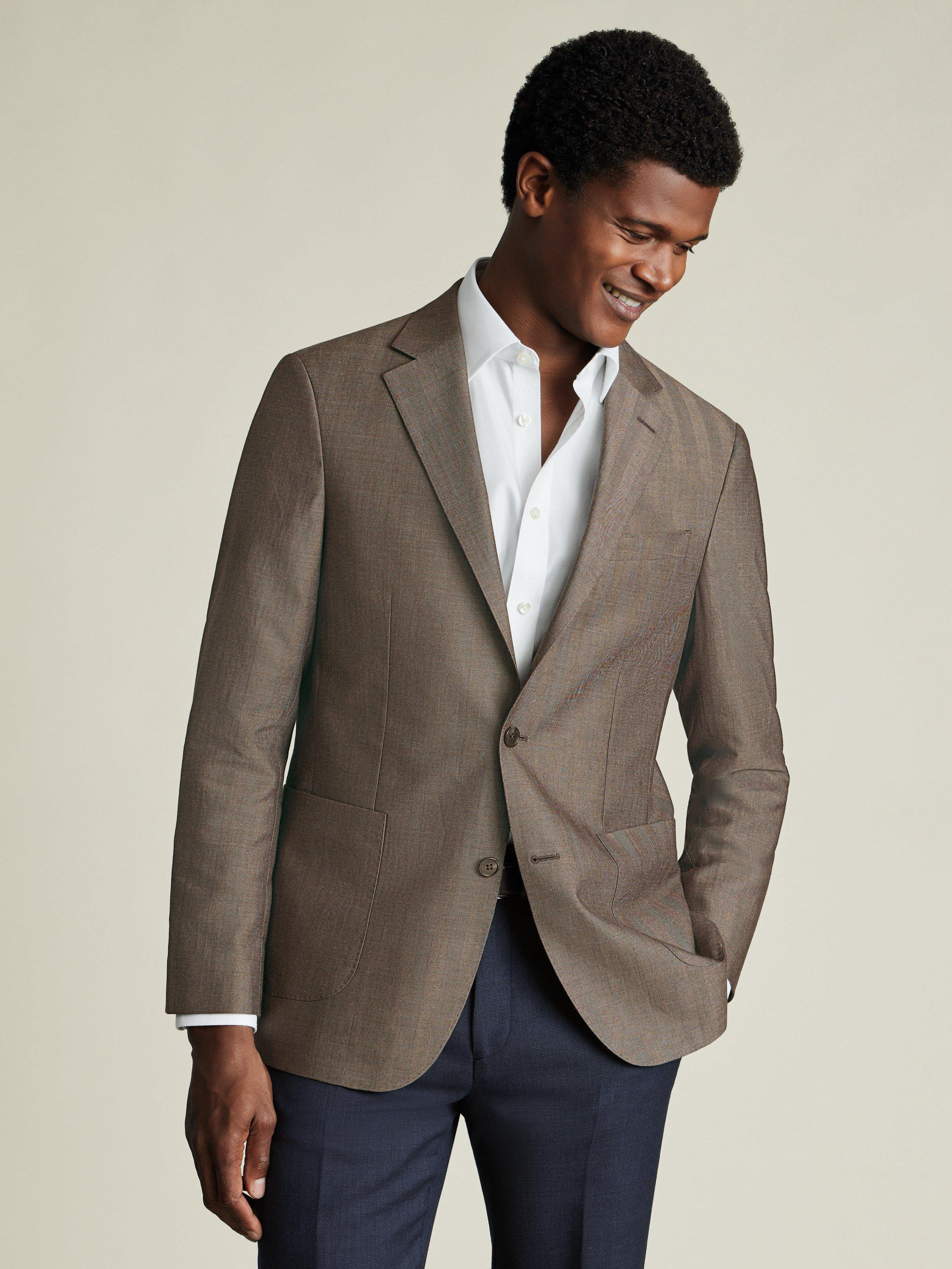 Product image 1 of 5, which shows Charles Tyrwhitt Wool Linen Blend Slim Fit Suit Jacket, Taupe, 40R