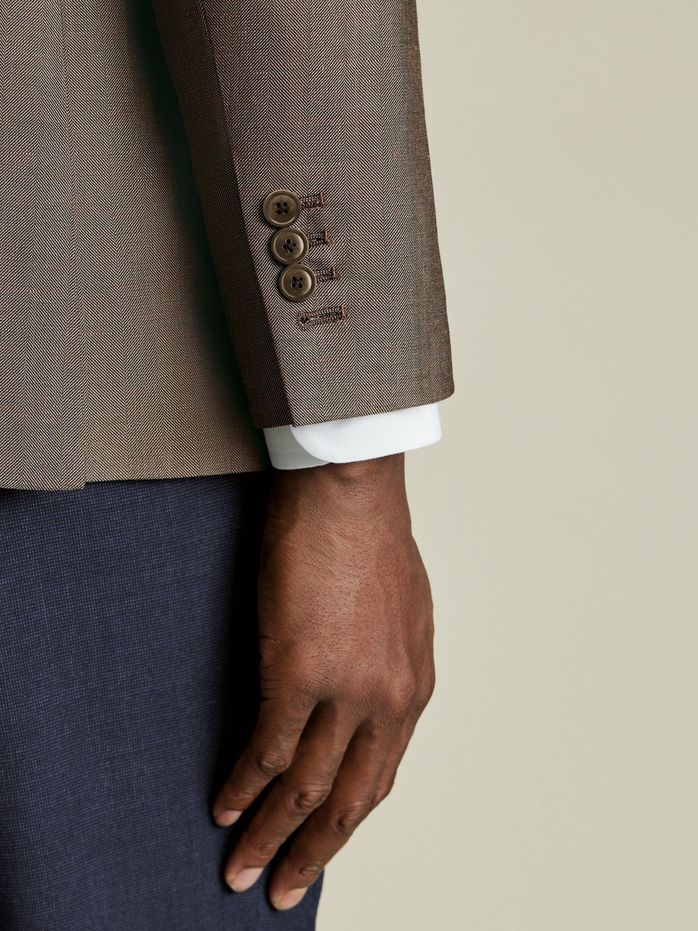 Product image 3 of 5, which shows Charles Tyrwhitt Wool Linen Blend Slim Fit Suit Jacket, Taupe, 40R