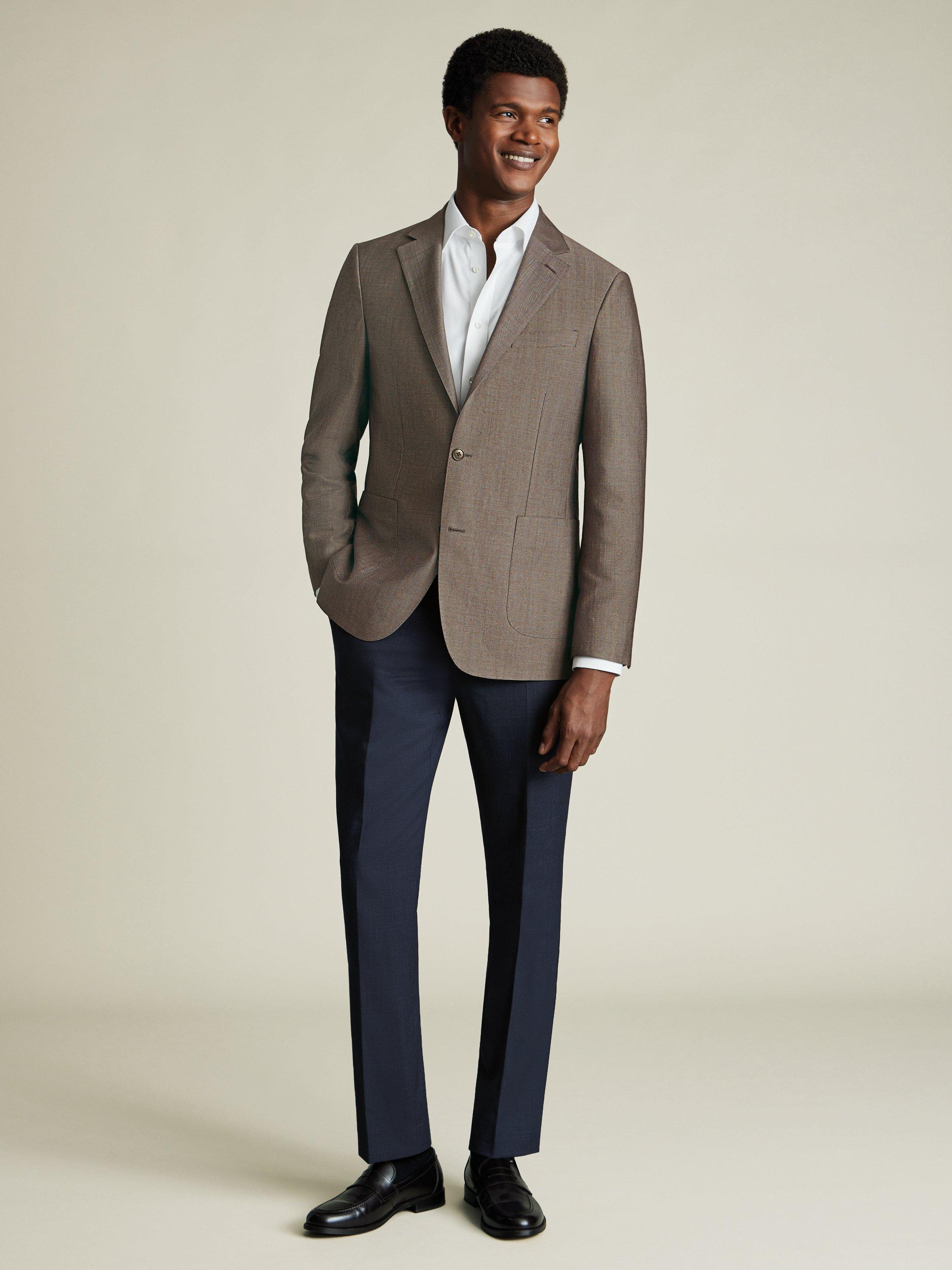 Product image 4 of 5, which shows Charles Tyrwhitt Wool Linen Blend Slim Fit Suit Jacket, Taupe, 40R