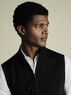 Charles Tyrwhitt Merino Wool Knit Gilet - view 2, Charcoal Grey