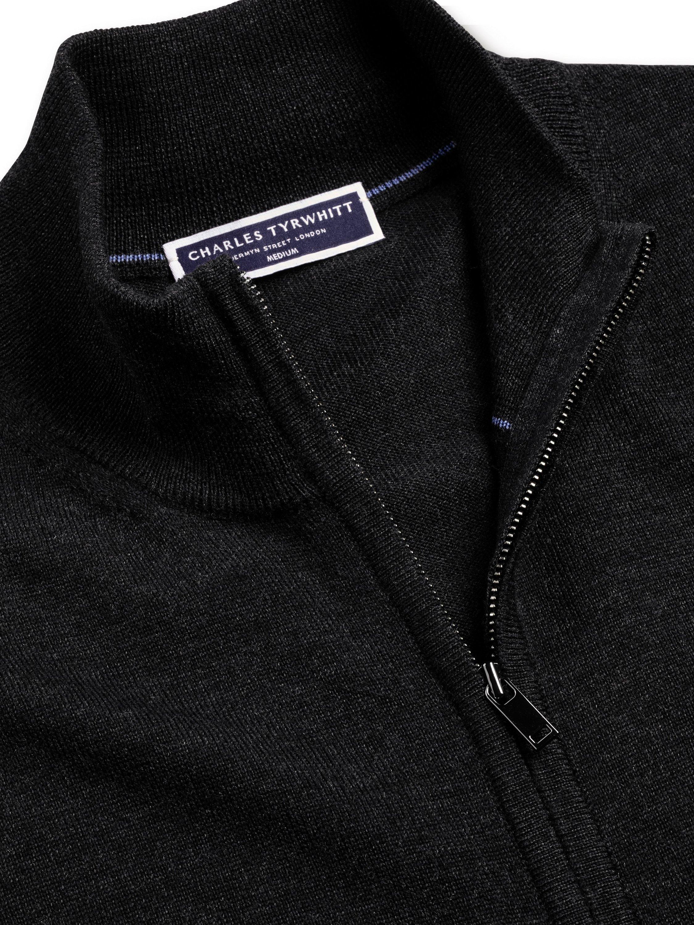 Product image 4 of 6, which shows Charles Tyrwhitt Merino Wool Knit Gilet, Charcoal Grey, S