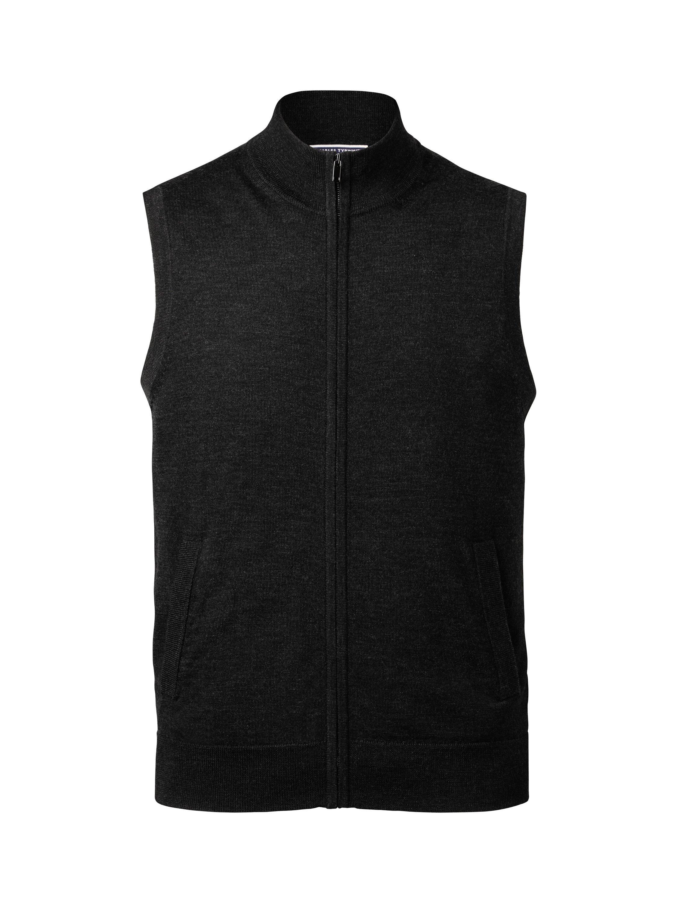 Product image 5 of 6, which shows Charles Tyrwhitt Merino Wool Knit Gilet, Charcoal Grey, S
