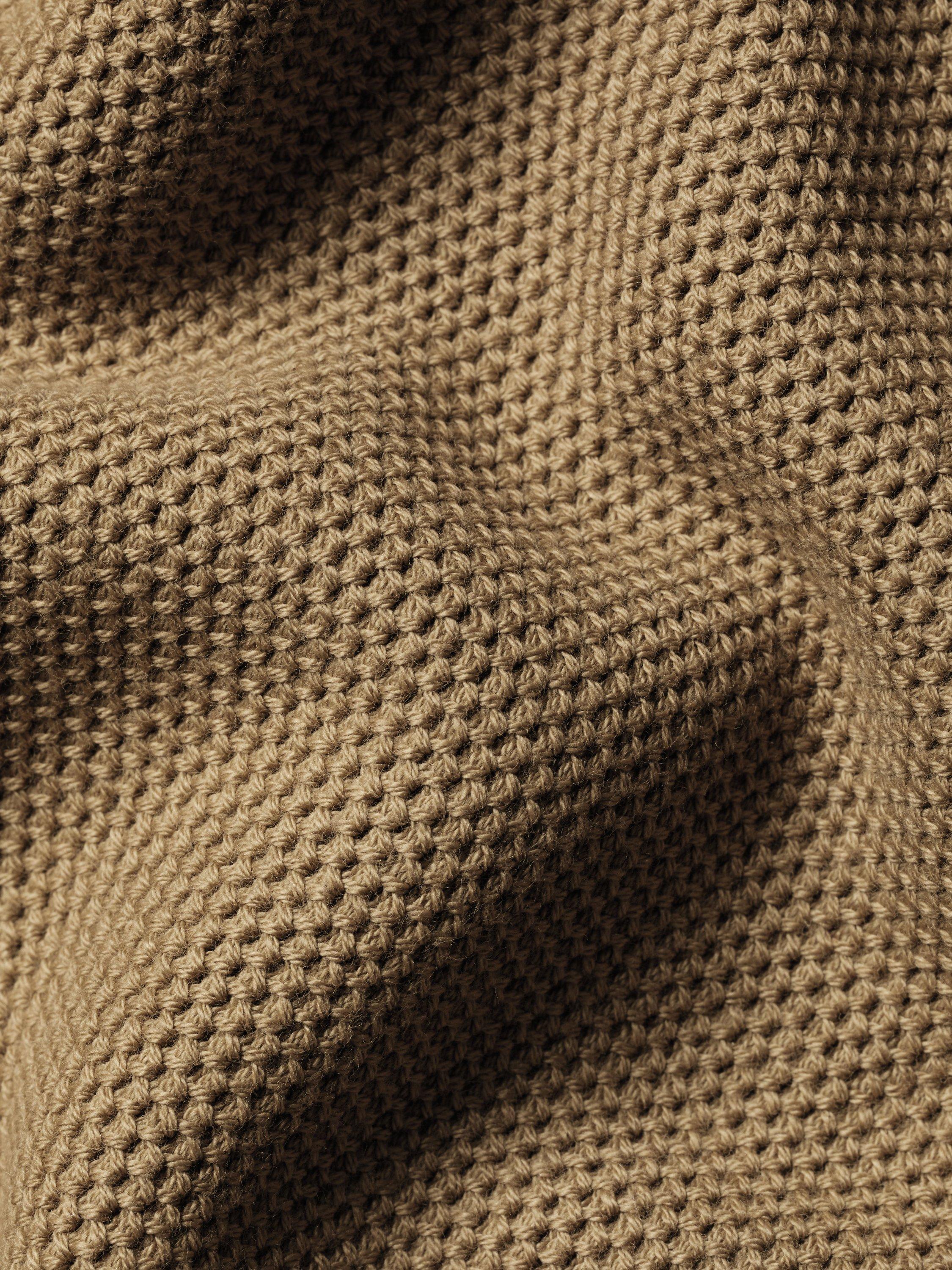 Product image 5 of 5, which shows Charles Tyrwhitt Cotton Honeycomb Knit Zip-Neck Jumper, Camel, M