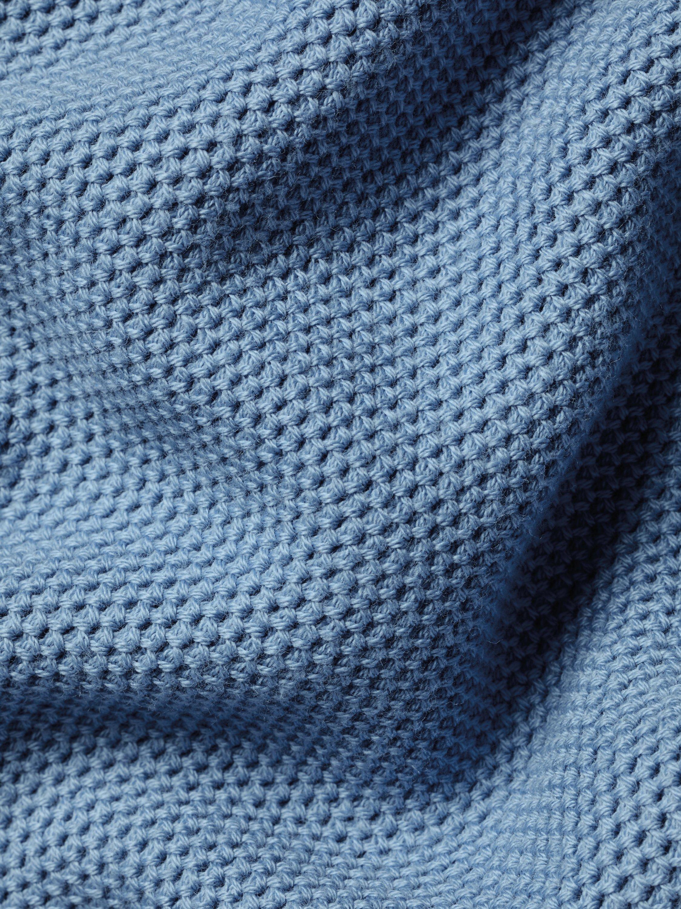 Product image 5 of 5, which shows Charles Tyrwhitt Cotton Honeycomb Knit Zip-Neck Jumper, Ocean Blue, S