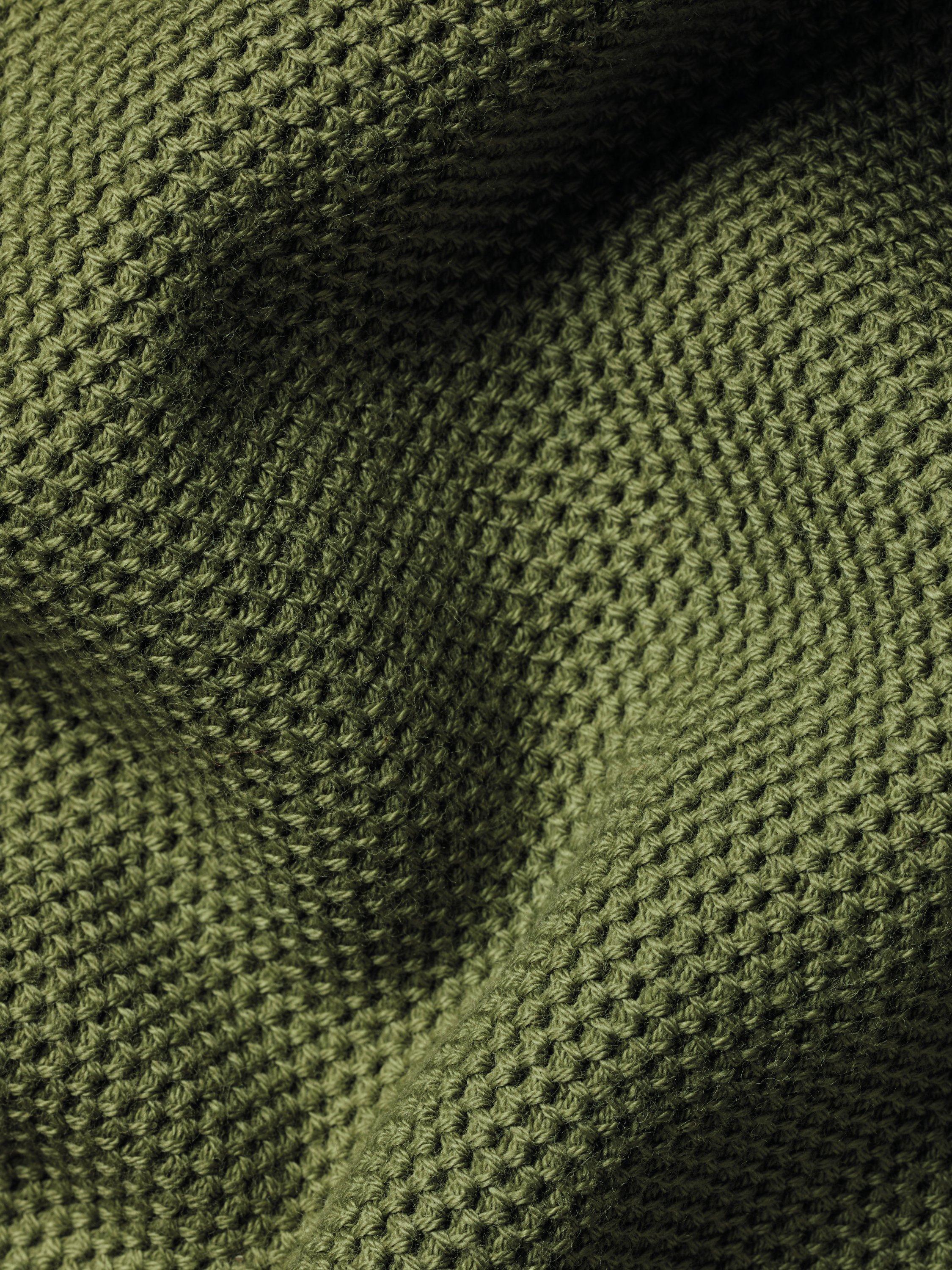 Product image 5 of 5, which shows Charles Tyrwhitt Cotton Honeycomb Knit Zip-Neck Jumper, Moss Green, S