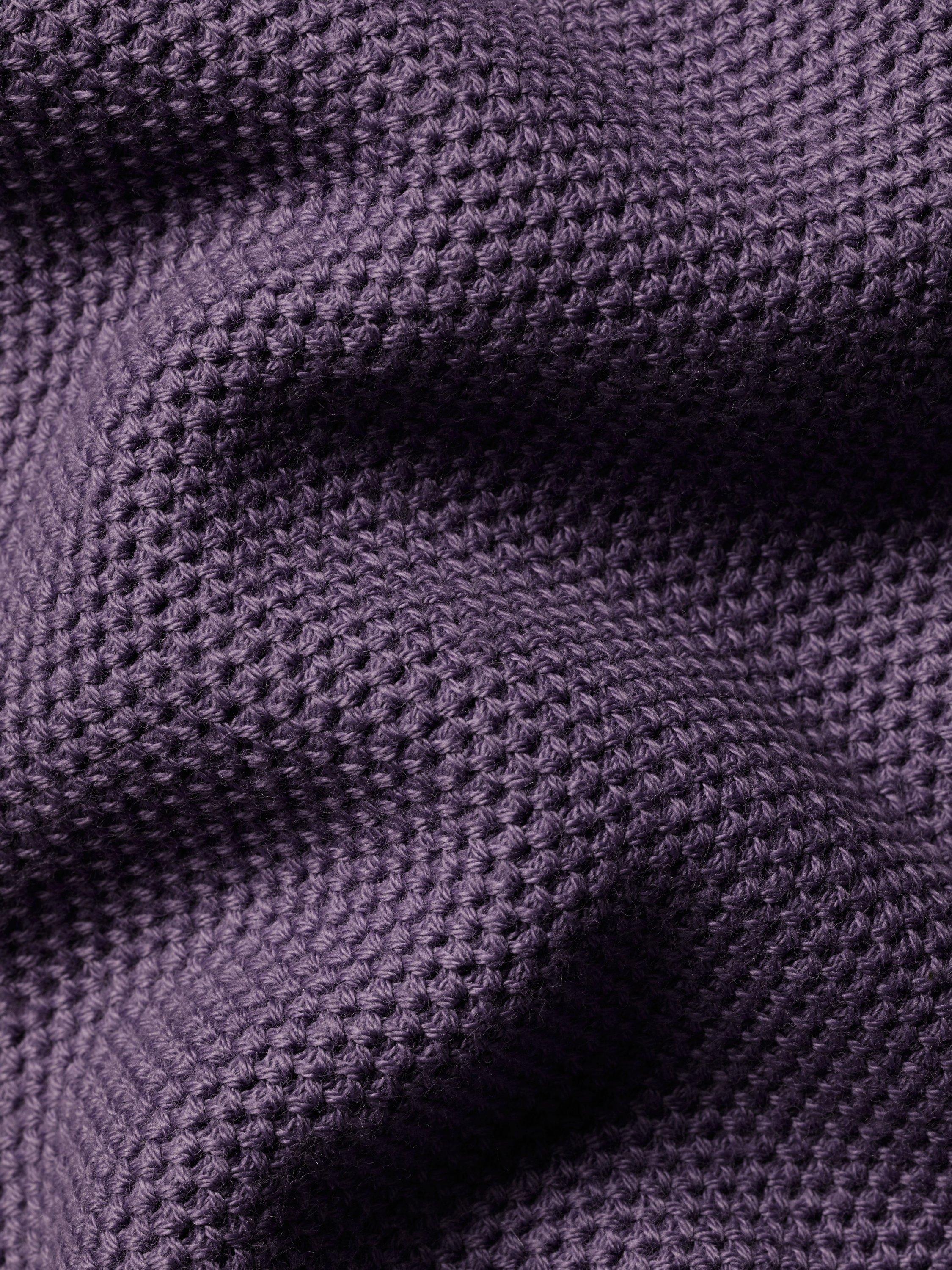 Product image 5 of 5, which shows Charles Tyrwhitt Cotton Honeycomb Knit Zip-Neck Jumper, Purple, S