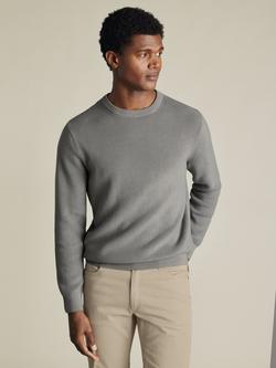 Charles Tyrwhitt Rib Textured Cotton Jumper, Grey