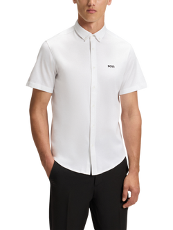 BOSS Regular Fit 4-Way Stretch Jersey Shirt, White, White