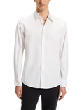 BOSS Garment-Dyed Poplin Cotton Regular Fit Embroidered Logo Shirt, White