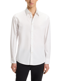 BOSS Garment-Dyed Poplin Cotton Regular Fit Embroidered Logo Shirt, White, White