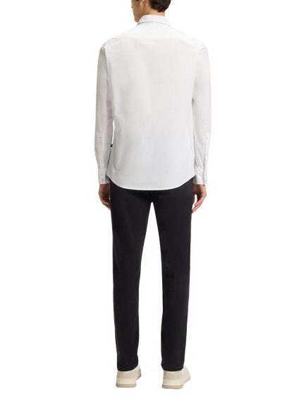 BOSS Garment-Dyed Poplin Cotton Regular Fit Embroidered Logo Shirt, White - view 2, White