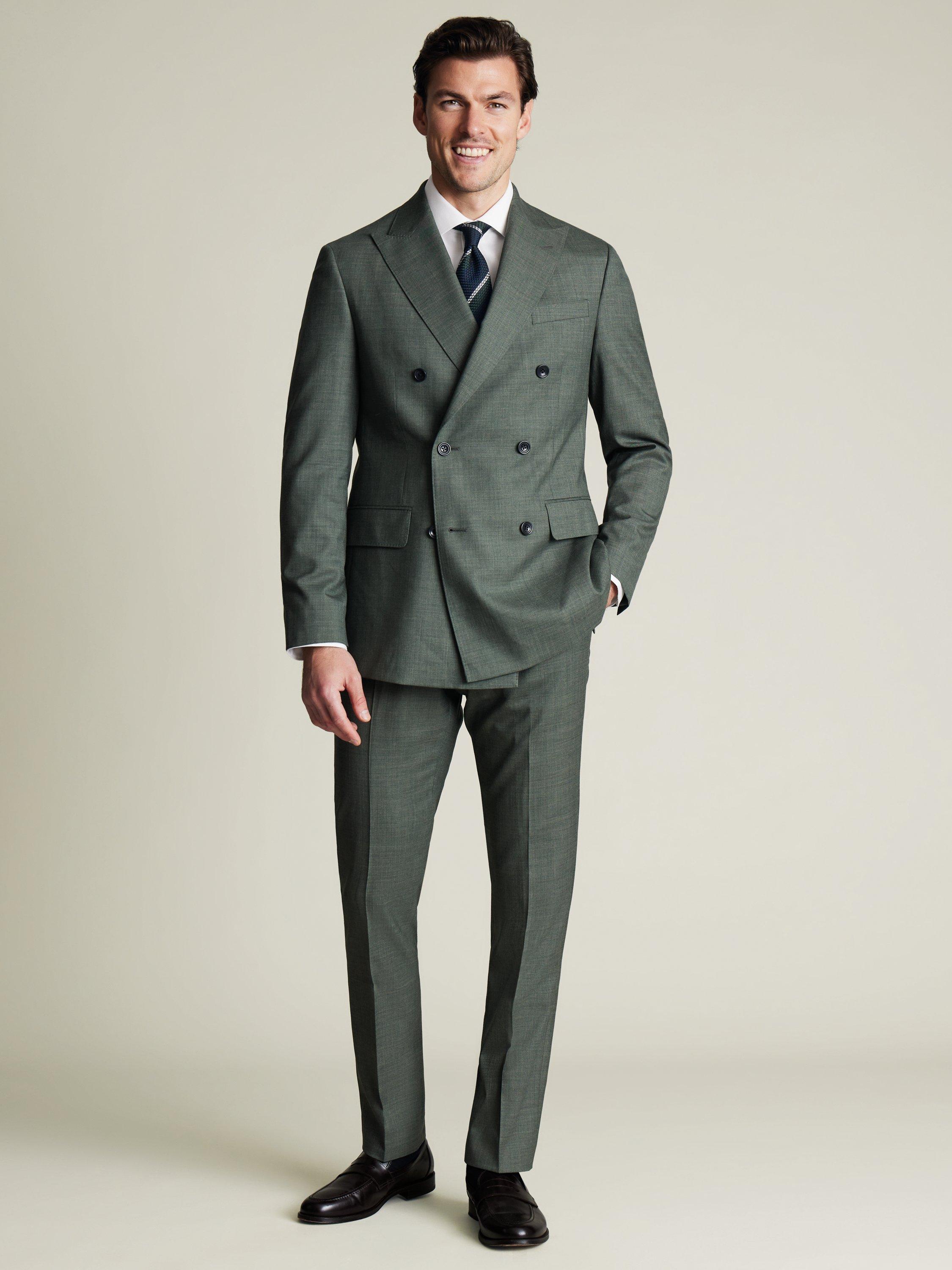 Charles Tyrwhitt Double Breasted Wool Blazer, Forest Green