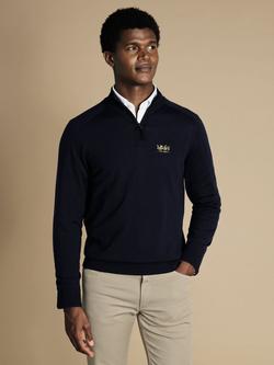 Charles Tyrwhitt The Lions Merino Wool Half-Zip Fleece Top, Navy