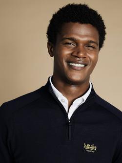 Charles Tyrwhitt The Lions Merino Wool Half-Zip Fleece Top - view 2, Navy