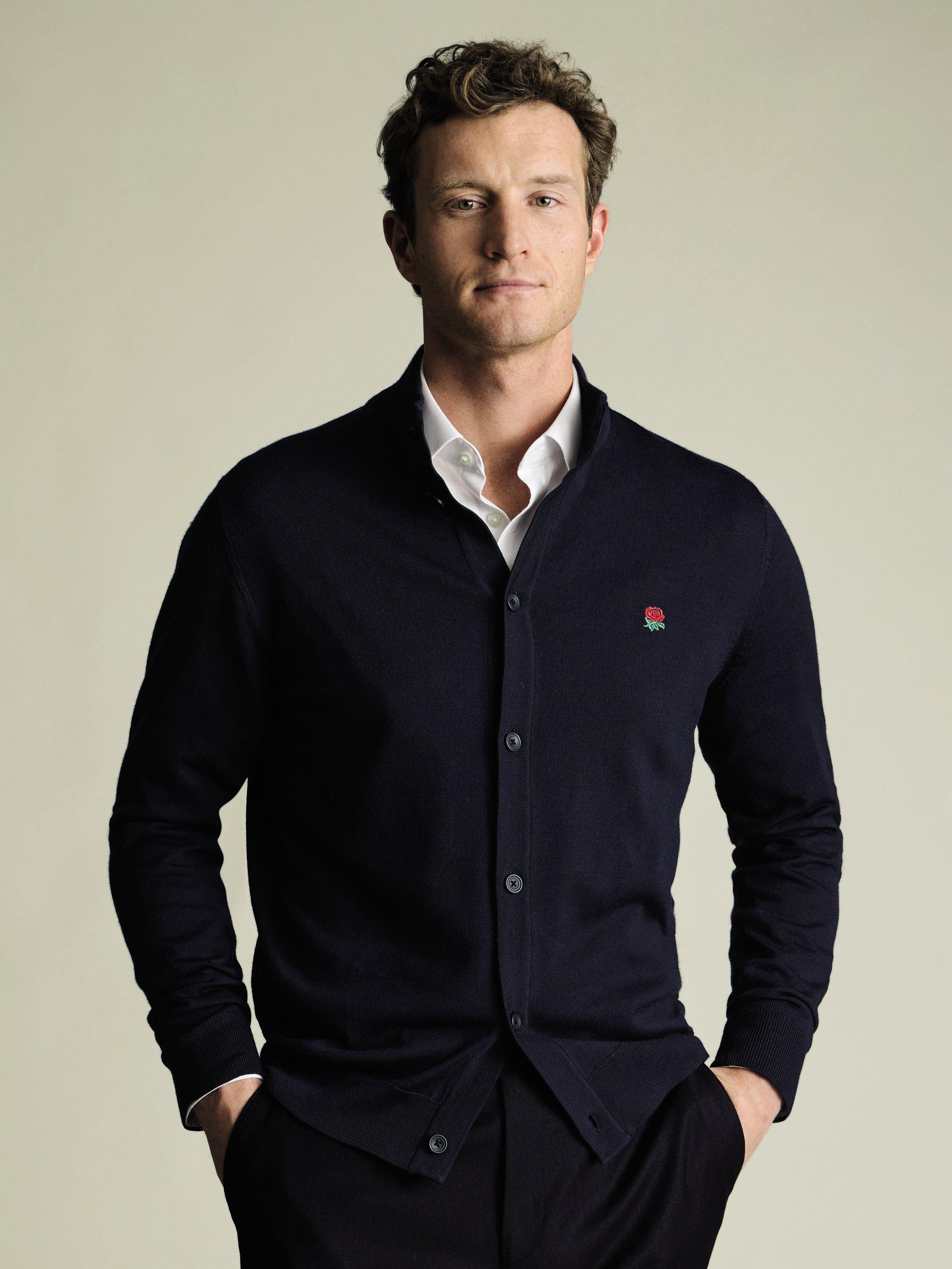 Product image 1 of 5, which shows Charles Tyrwhitt Merino Wool Knit Gilet, Navy, L