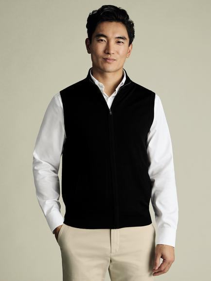 Charles Tyrwhitt Merino Wool Knit Gilet, Black