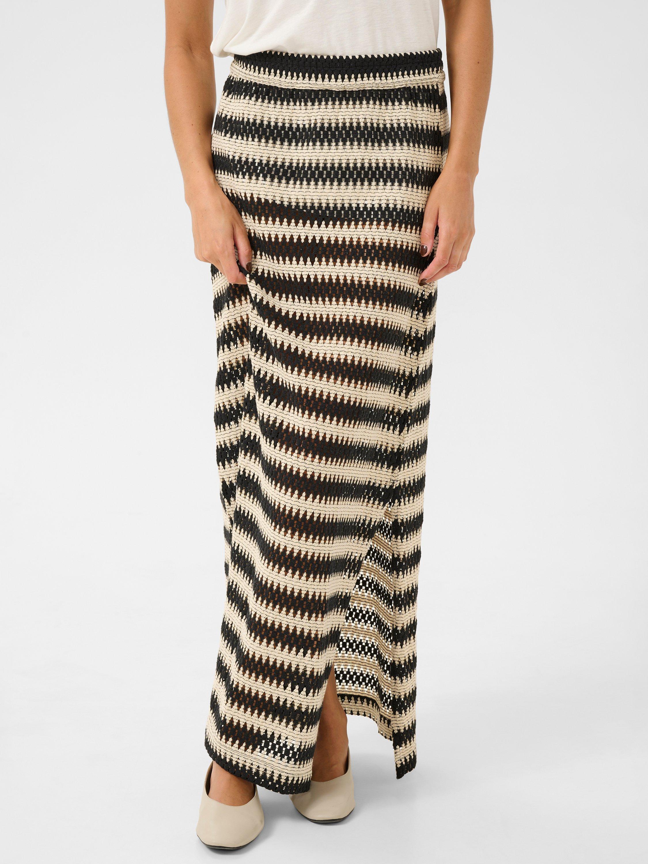Product image 1 of 6, which shows KAFFE Molin Lace Stripe Maxi Skirt, Multi, 8