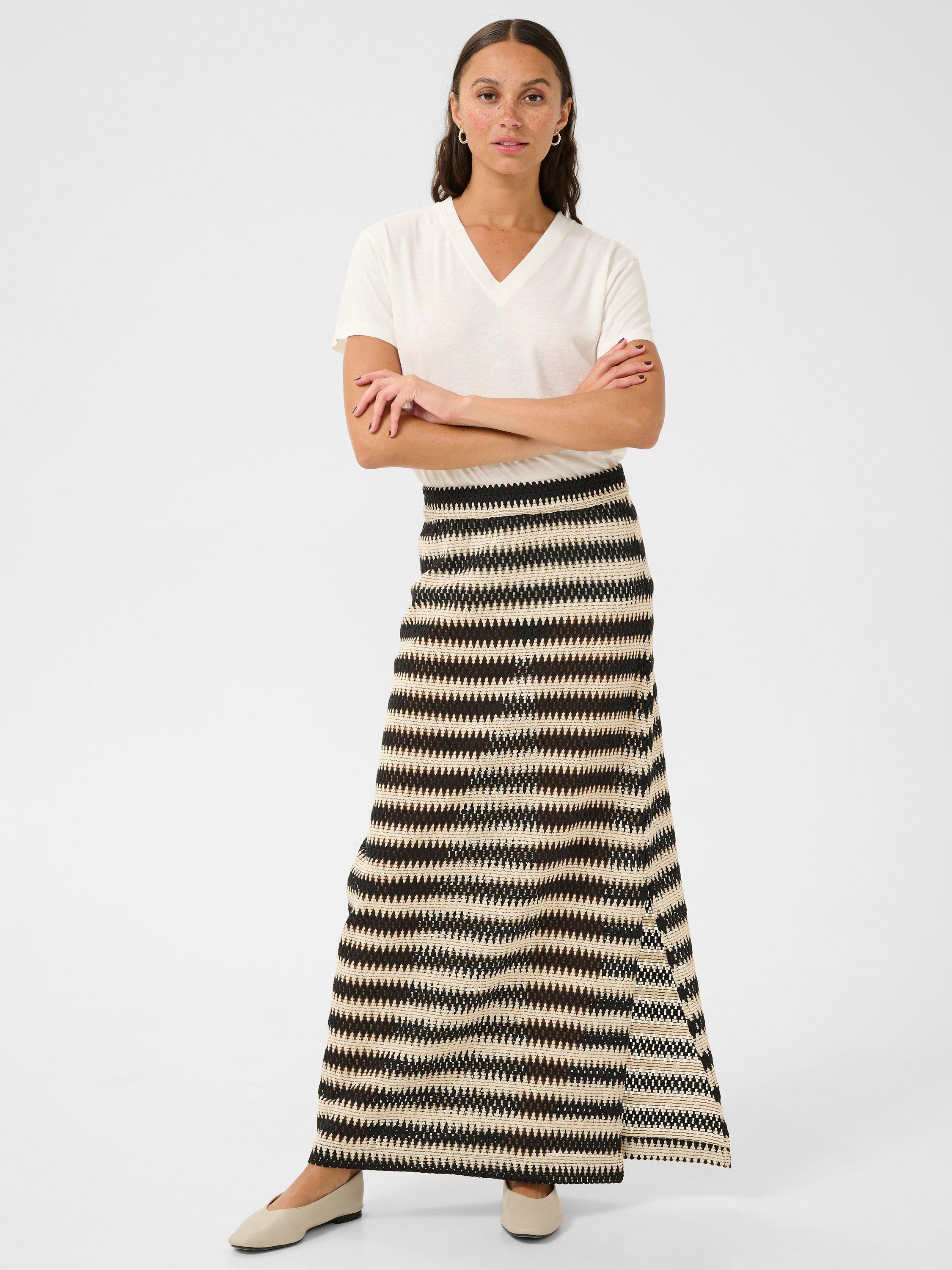 Product image 3 of 6, which shows KAFFE Molin Lace Stripe Maxi Skirt, Multi, 8