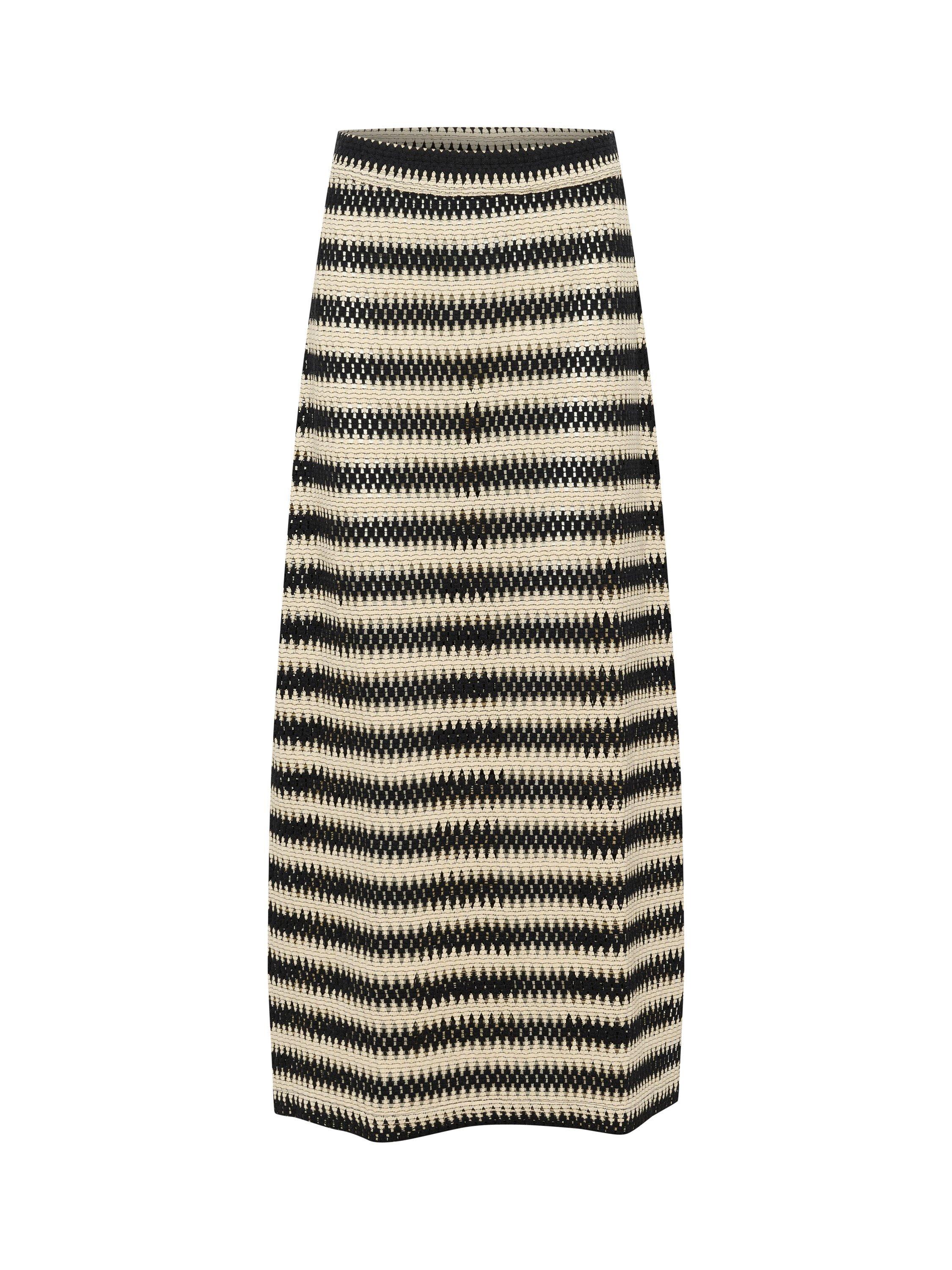 Product image 5 of 6, which shows KAFFE Molin Lace Stripe Maxi Skirt, Multi, 8