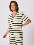 KAFFE KAedith Cotton Blend Striped T-Shirt, Cream/Multi