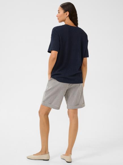 KAFFE KAedith Cotton Blend Short Sleeved T-Shirt, Mid Blue - view 2, Mid Blue