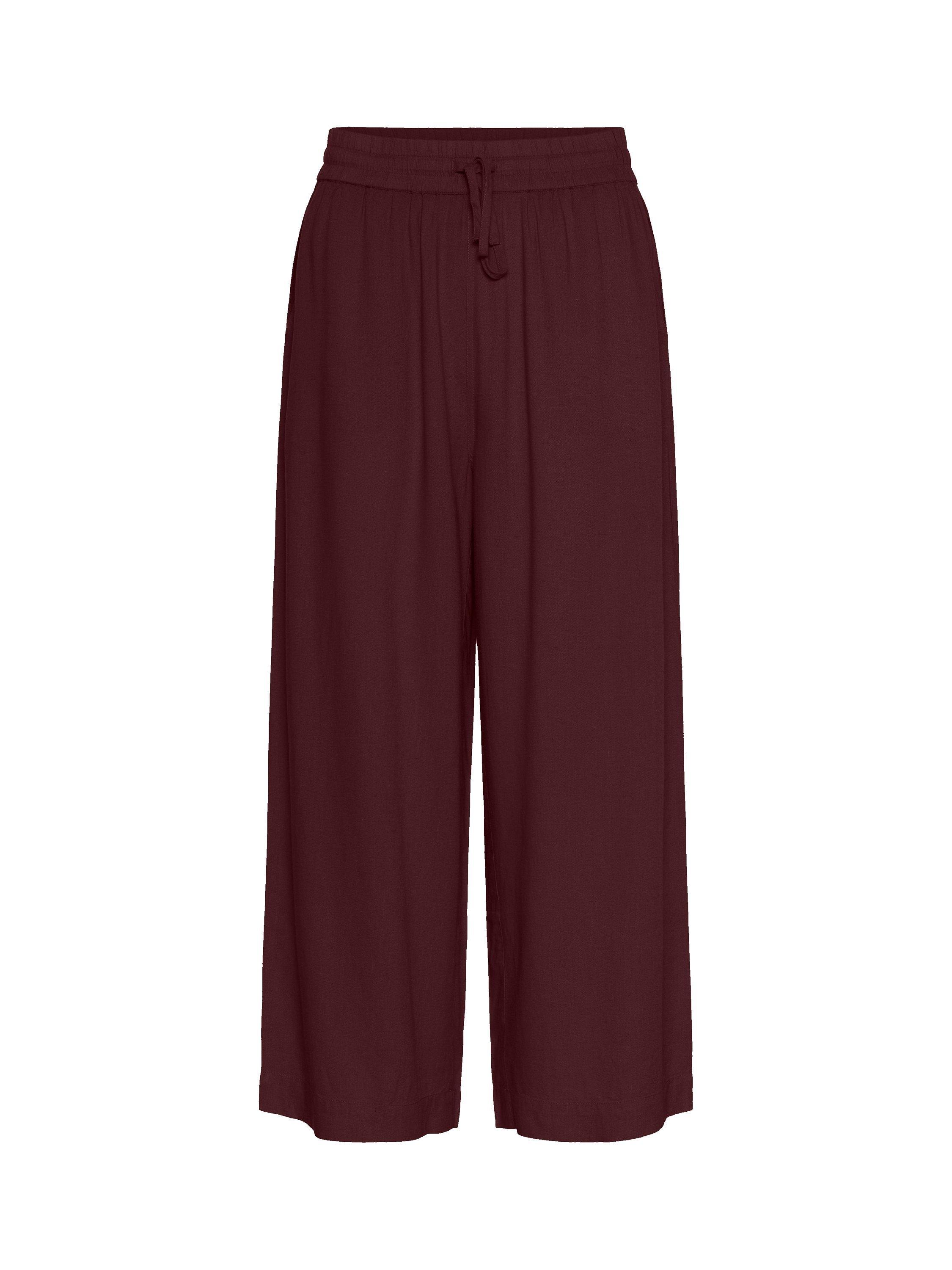 Product image 5 of 6, which shows KAFFE Milia Cropped Wide Leg Trousers, Mid Red, 8