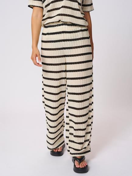 KAFFE KAedith Cotton Blend Striped Trousers, Cream/Multi, Cream/Multi