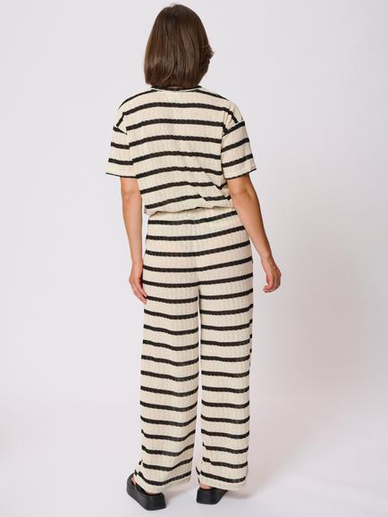 KAFFE KAedith Cotton Blend Striped Trousers, Cream/Multi - view 2, Cream/Multi