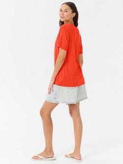 KAFFE KAfrida V-Neck Short Sleeved T-Shirt, Mid Red - view 2, Mid Red