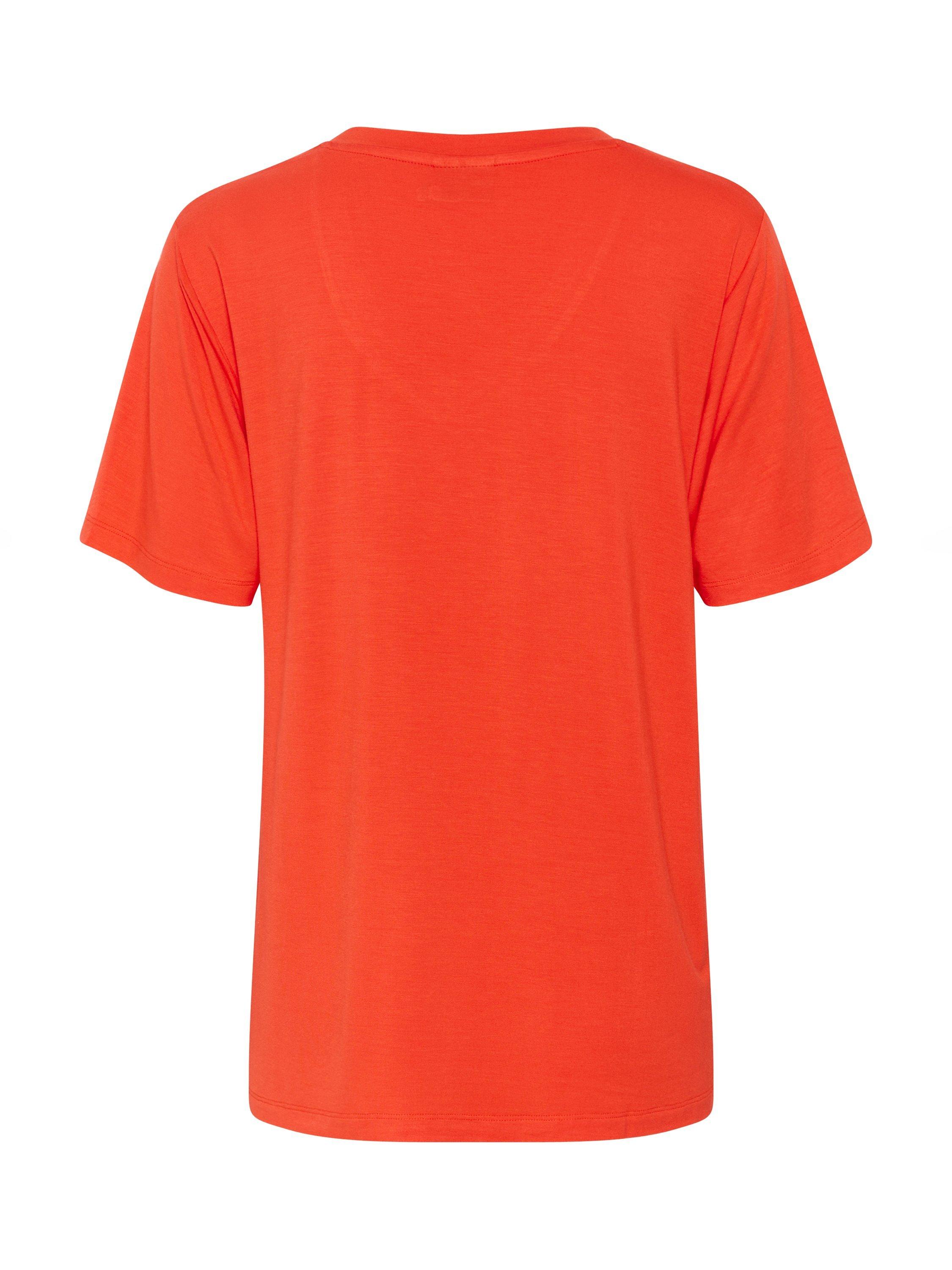 Product image 6 of 6, which shows KAFFE KAfrida V-Neck Short Sleeved T-Shirt, Mid Red, 10|12