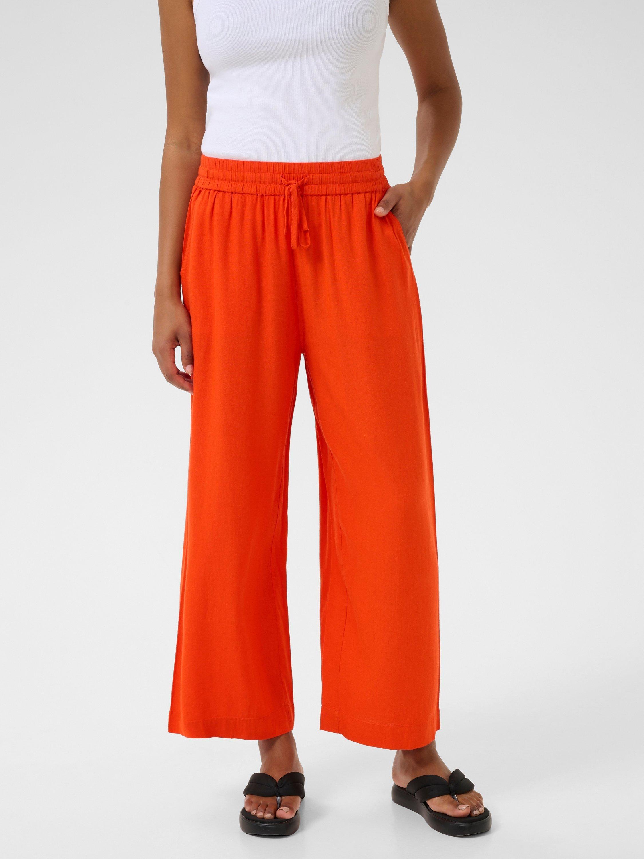 Product image 1 of 5, which shows KAFFE Milia Cropped Wide Leg Trousers, Mid Red, 8