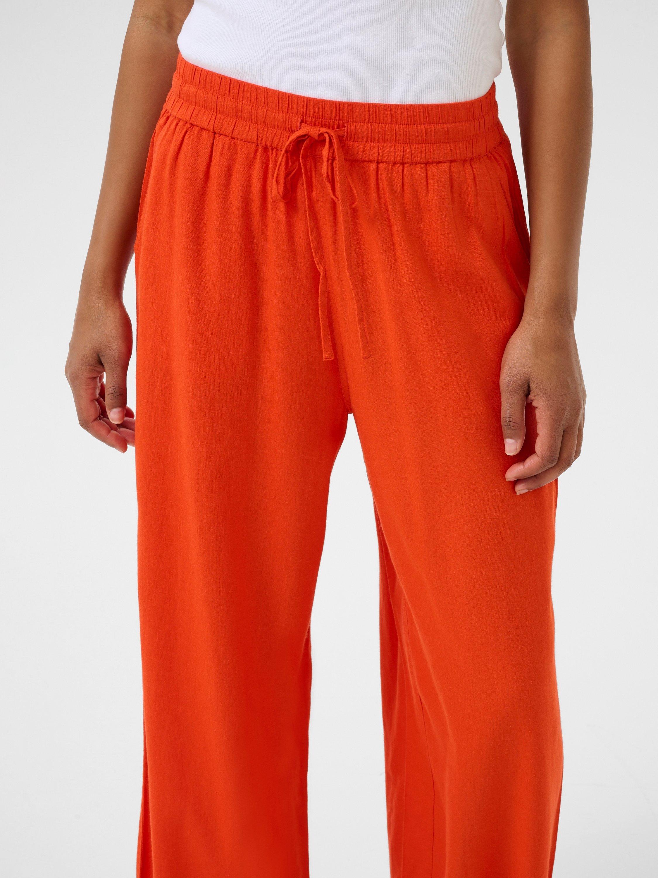 Product image 3 of 5, which shows KAFFE Milia Cropped Wide Leg Trousers, Mid Red, 8