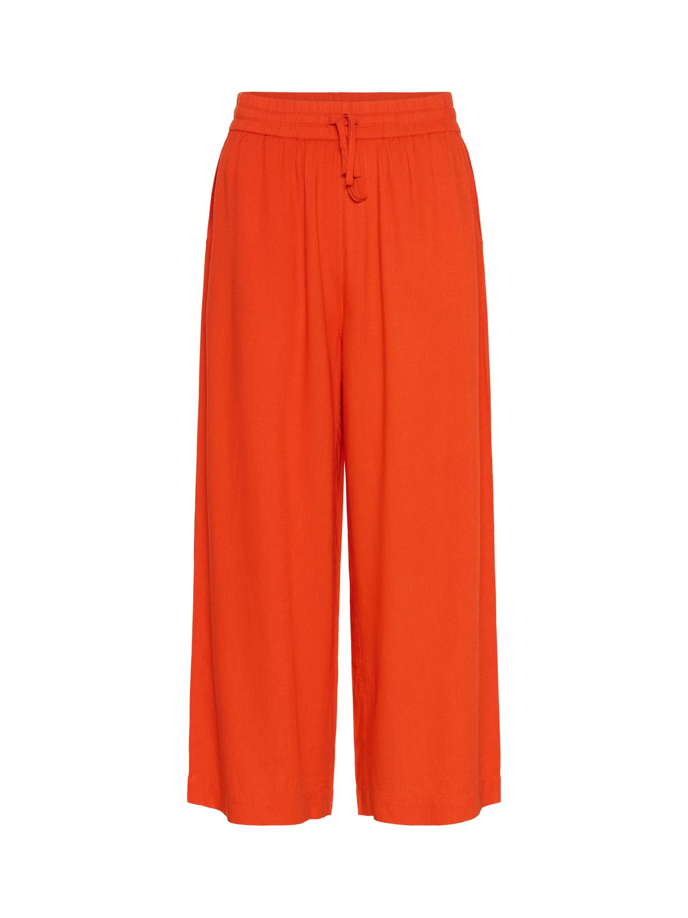 Product image 4 of 5, which shows KAFFE Milia Cropped Wide Leg Trousers, Mid Red, 8