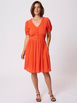 KAFFE Ronna V-Neck Dress, Mid Red, Mid Red