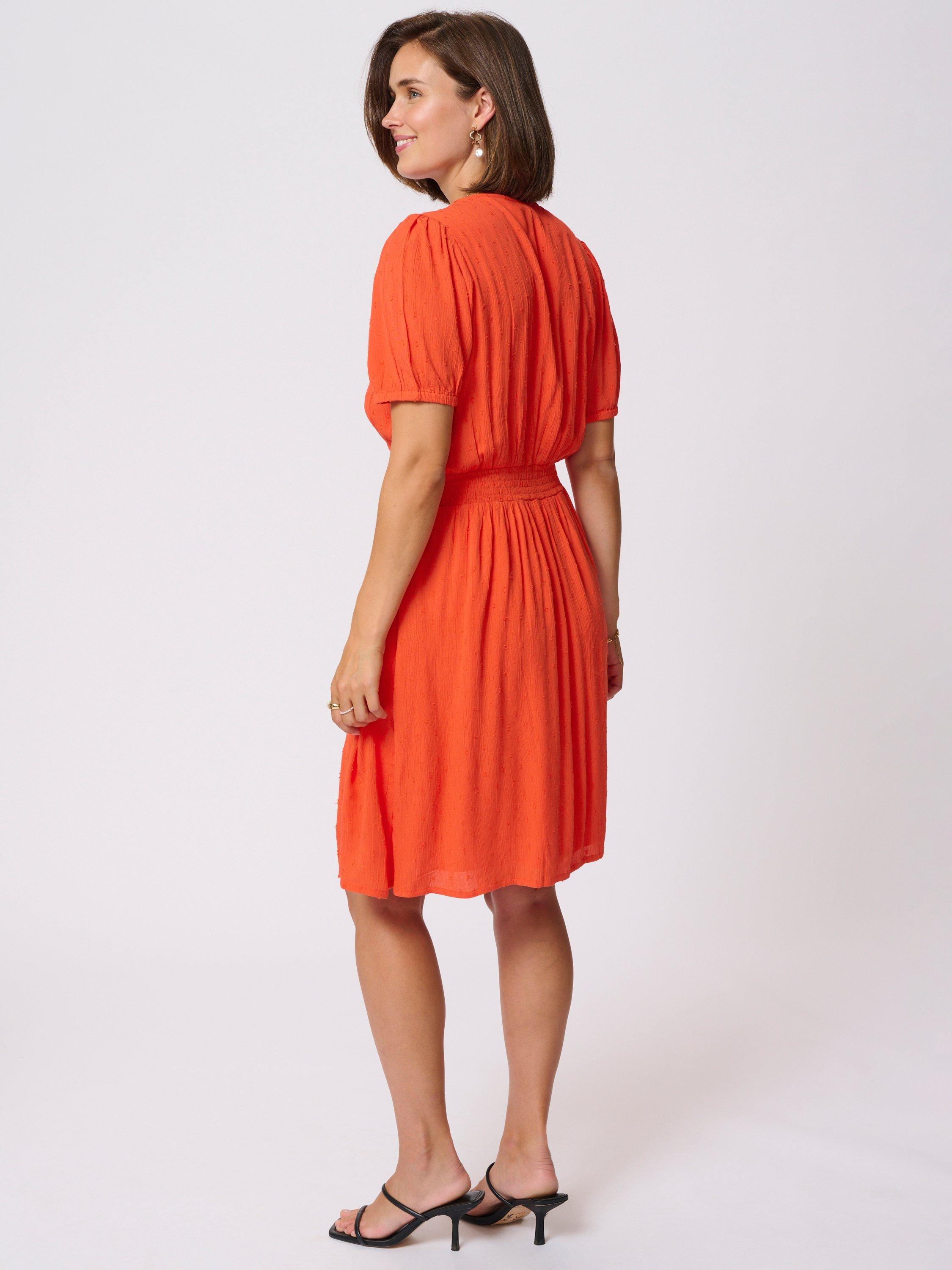 Product image 2 of 6, which shows KAFFE Ronna V-Neck Dress, Mid Red, 8
