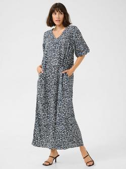 KAFFE Ruffalo Abstract V-Neck Dress, Blue/Multi, Blue/Multi