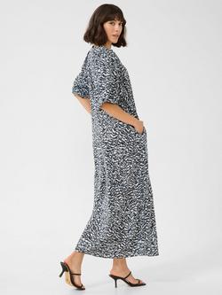 KAFFE Ruffalo Abstract V-Neck Dress, Blue/Multi - view 2, Blue/Multi