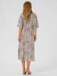 KAFFE KAdebra Leopard Print Midi Shirt Dress, Beige/Multi