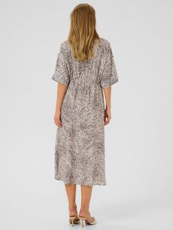 KAFFE KAdebra Leopard Print Midi Shirt Dress, Beige/Multi - view 2, Beige/Multi