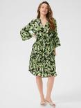 KAFFE Edita Amber Leaf Print Dress, Green/Multi