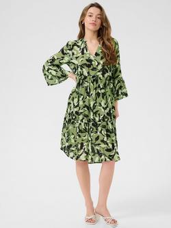 KAFFE Edita Amber Leaf Print Dress, Green/Multi, Green/Multi