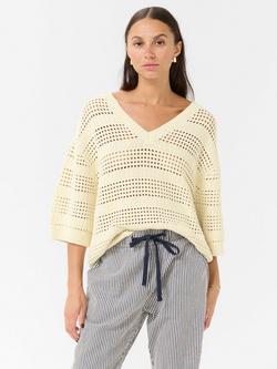 KAFFE Teresa Open Knit Jumper, Natural Cream, Natural Cream