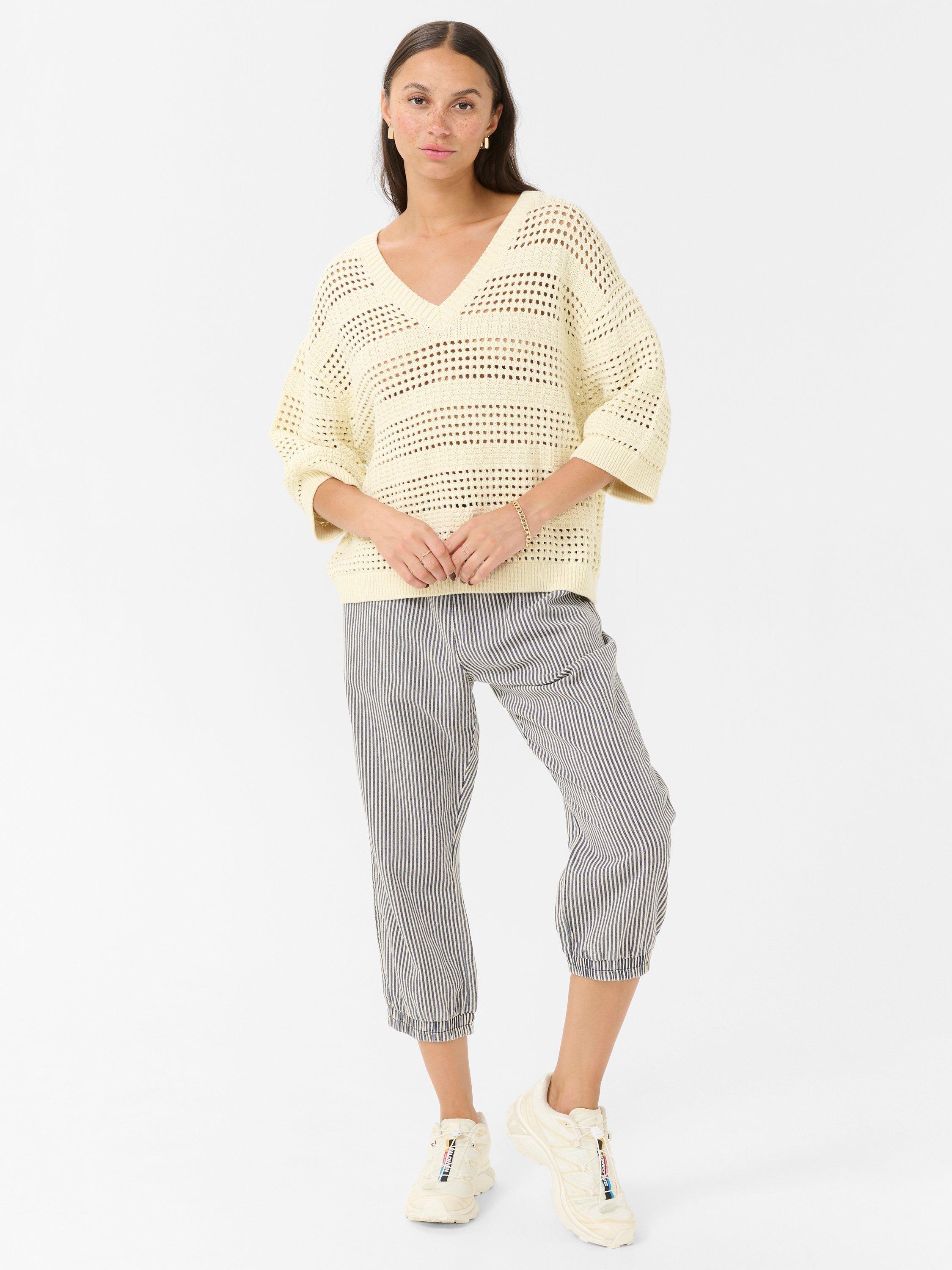 Product image 3 of 6, which shows KAFFE Teresa Open Knit Jumper, Natural Cream, S