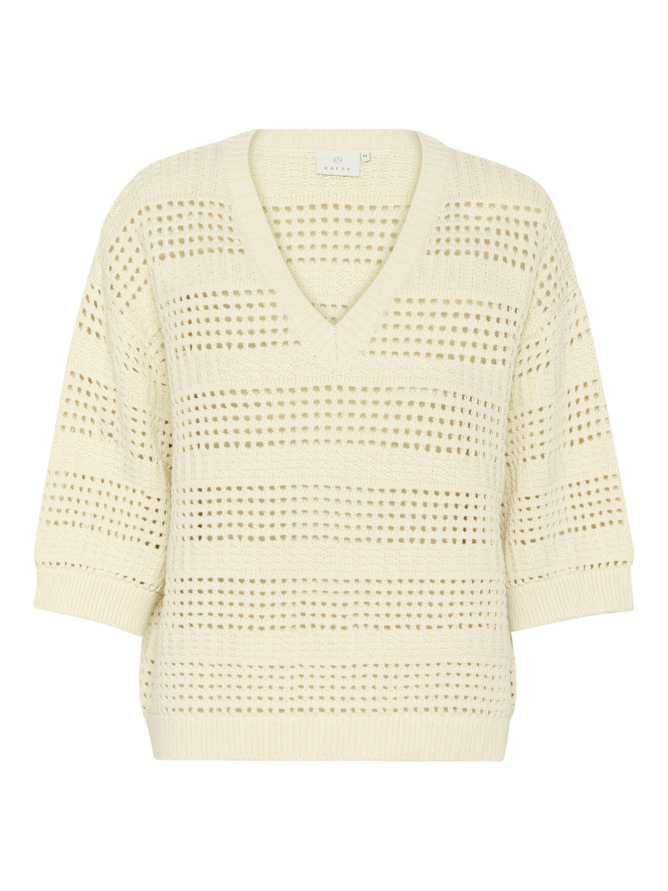 Product image 5 of 6, which shows KAFFE Teresa Open Knit Jumper, Natural Cream, S