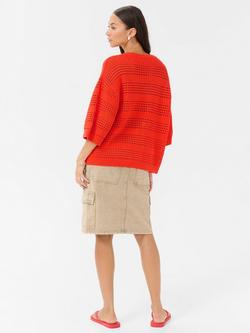 KAFFE Teresa Open Knit Jumper, Mid Red - view 2, Mid Red